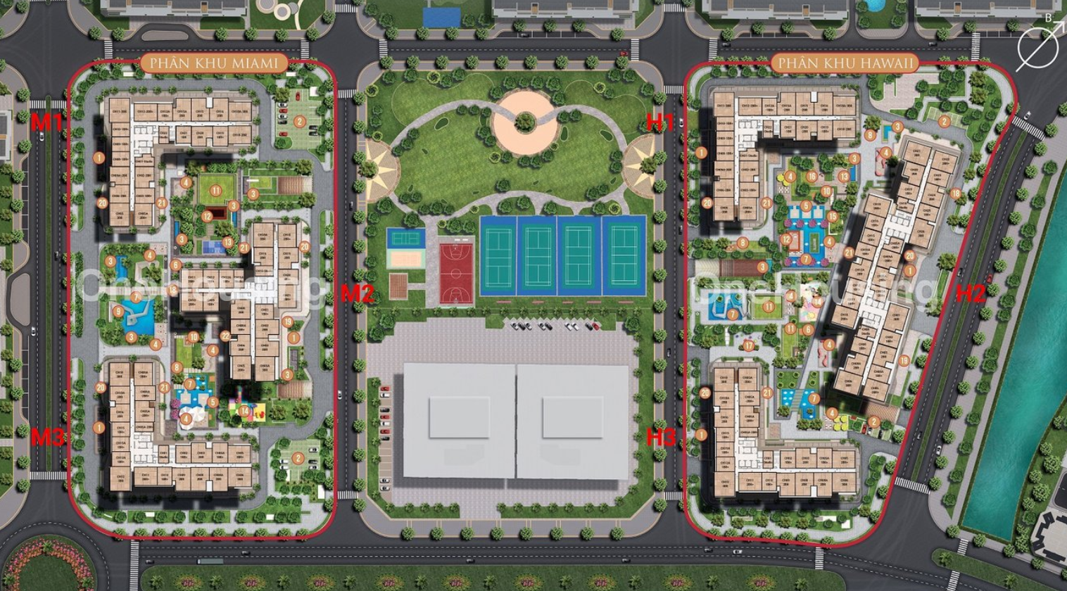Quy hoạch mặt bằng phân khu Miami Masteri Waterfront