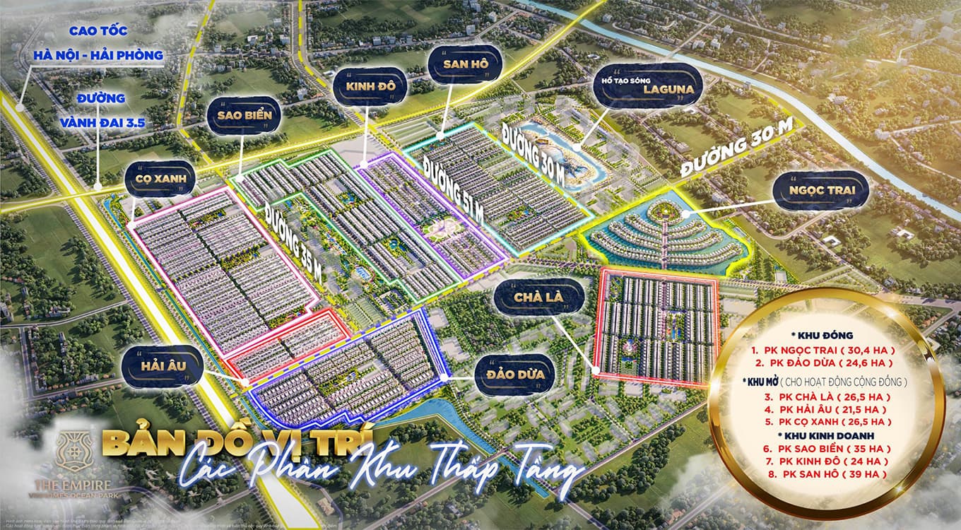 Vị trí Kinh Đô Ánh Sáng Vinhomes Ocean Park 2 Hưng Yên