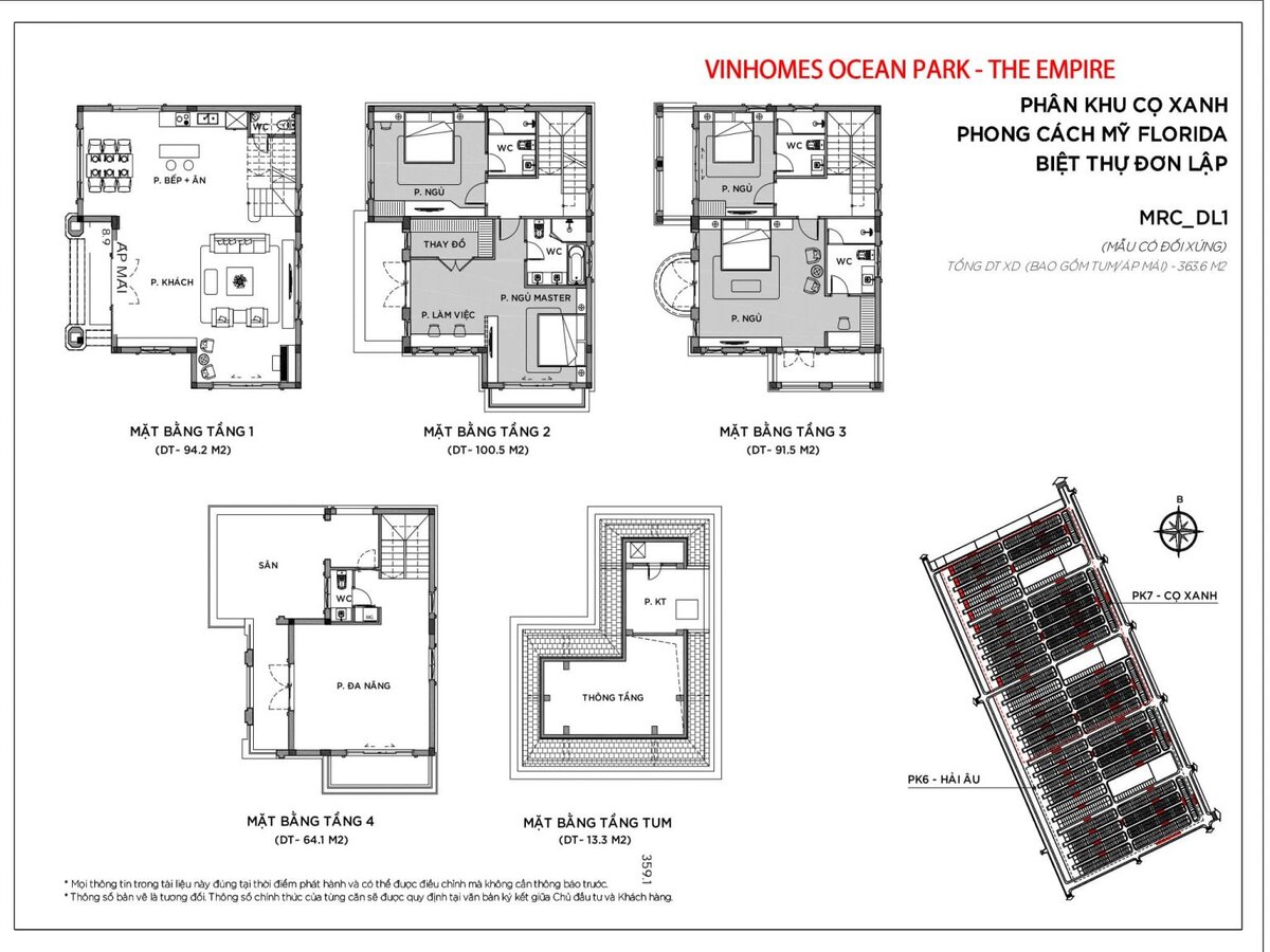 Biệt thự đơn lập Cọ Xanh Vinhomes Ocean Park 2 The Empire: 