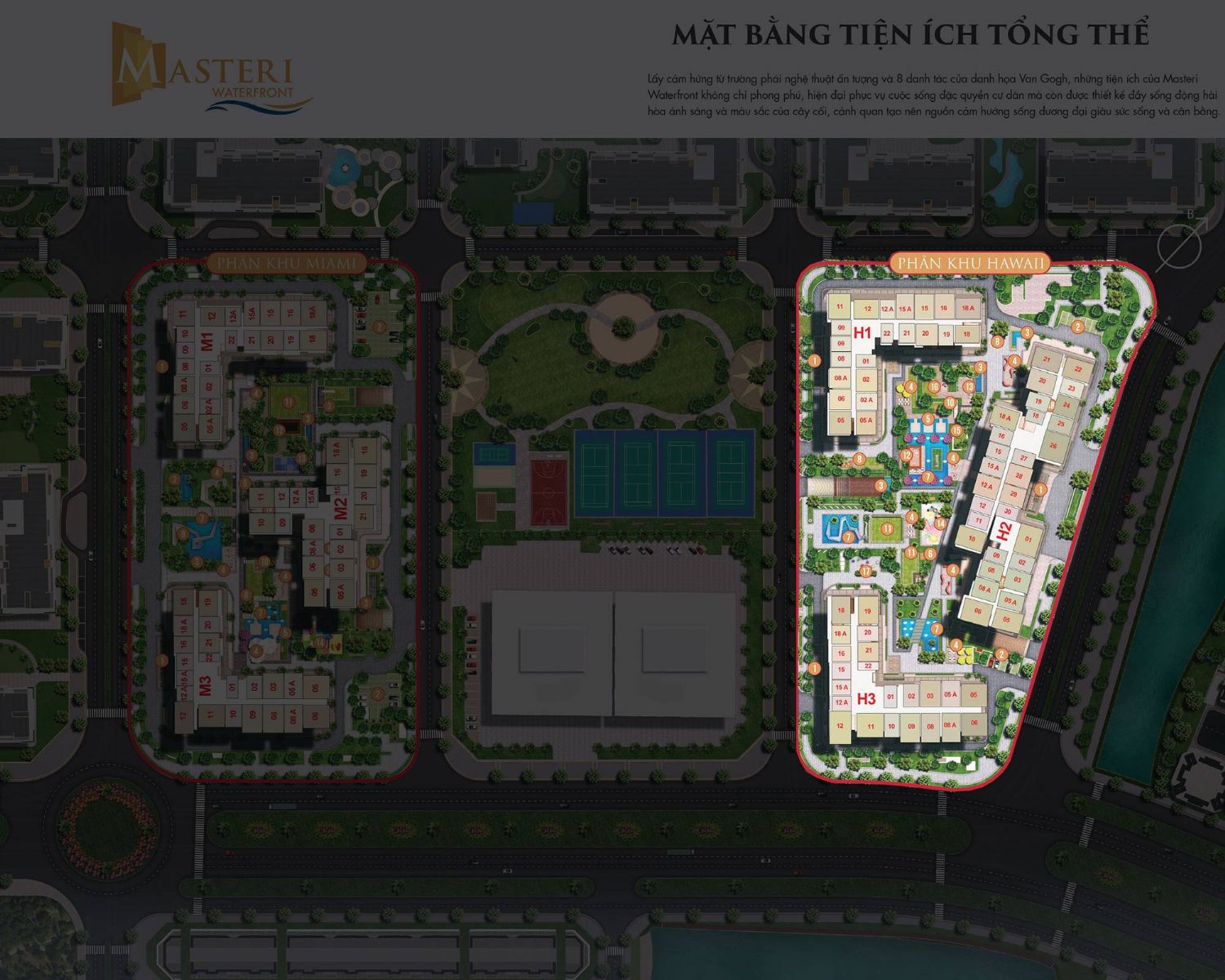 Vị trí phân khu Hawaii Masteri Waterfront Ocean Park Gia Lâm